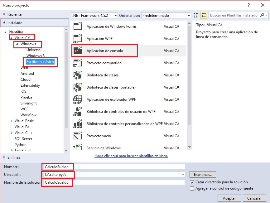 Microsoft Visual Studio - Nuevo Proyecto