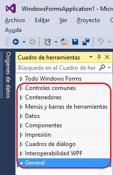 Cuadro de herramientas Windows Forms