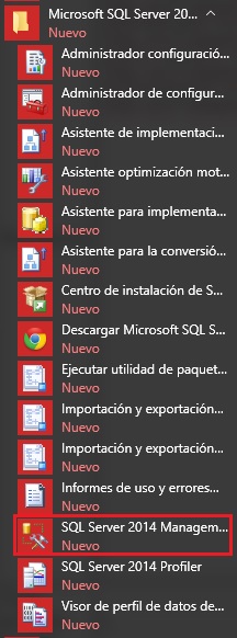 ejecucin del SQL Server Management Studio