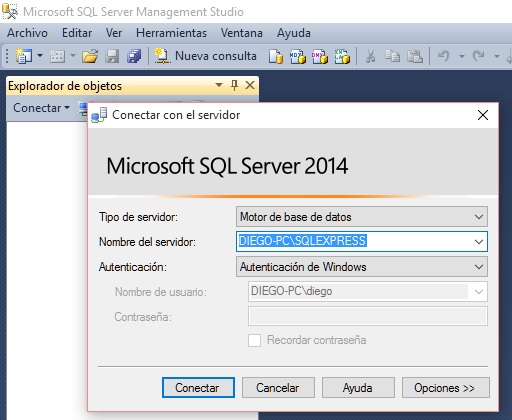 ejecucin del SQL Server Management Studio