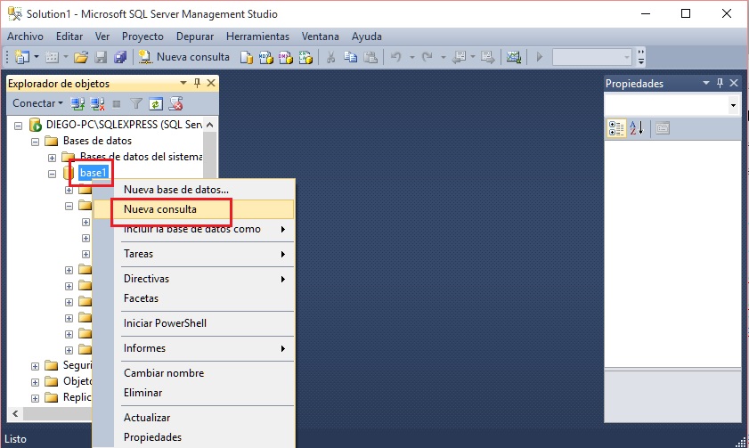 consultas con el SQL Server Management Studio