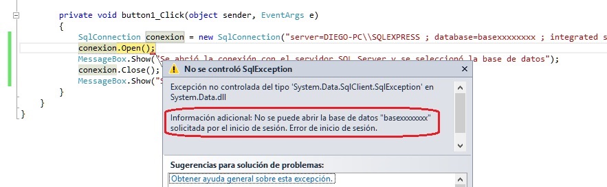 error SqlConnection SQL Server