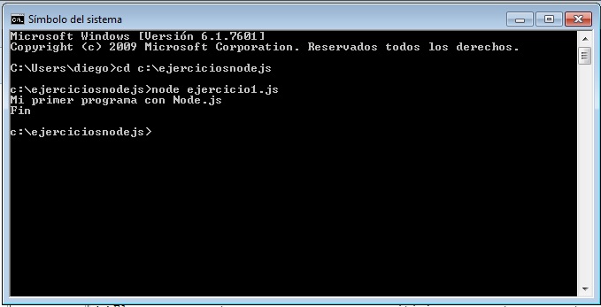 ejecucin de programa nodejs