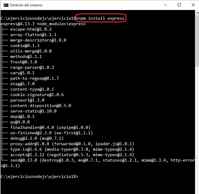 instalacion express node.js