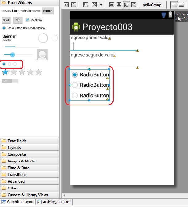 controles android radiogroup y radiobutton