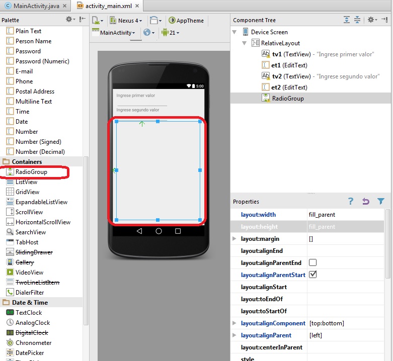 controles android radiogroup y radiobutton