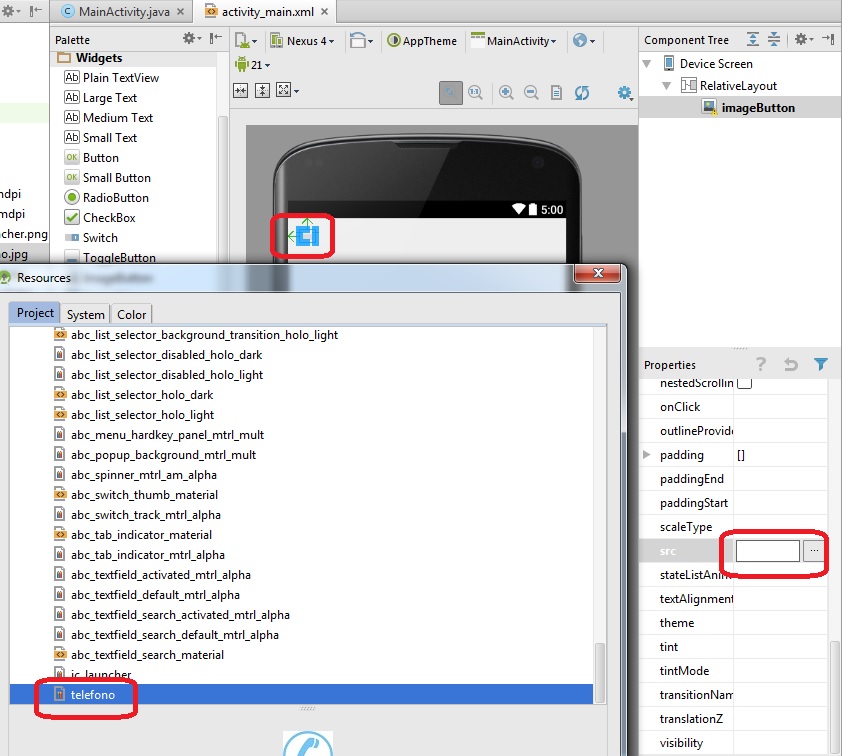 control ImageButton en android