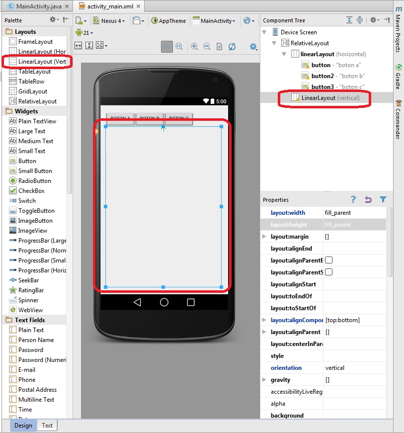 LinearLayout multiples